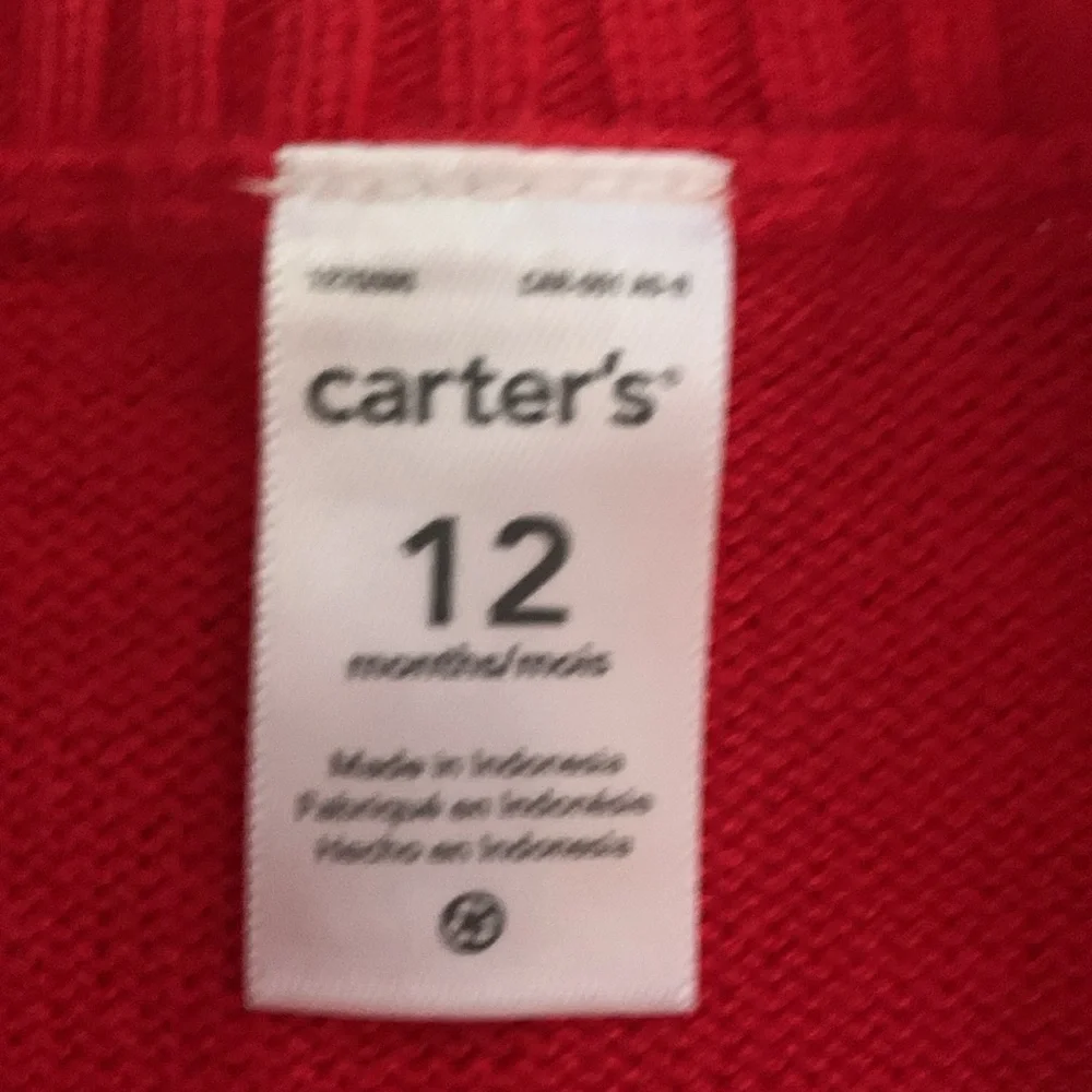 Carter’s Red Sweater with Penguin 12 Months